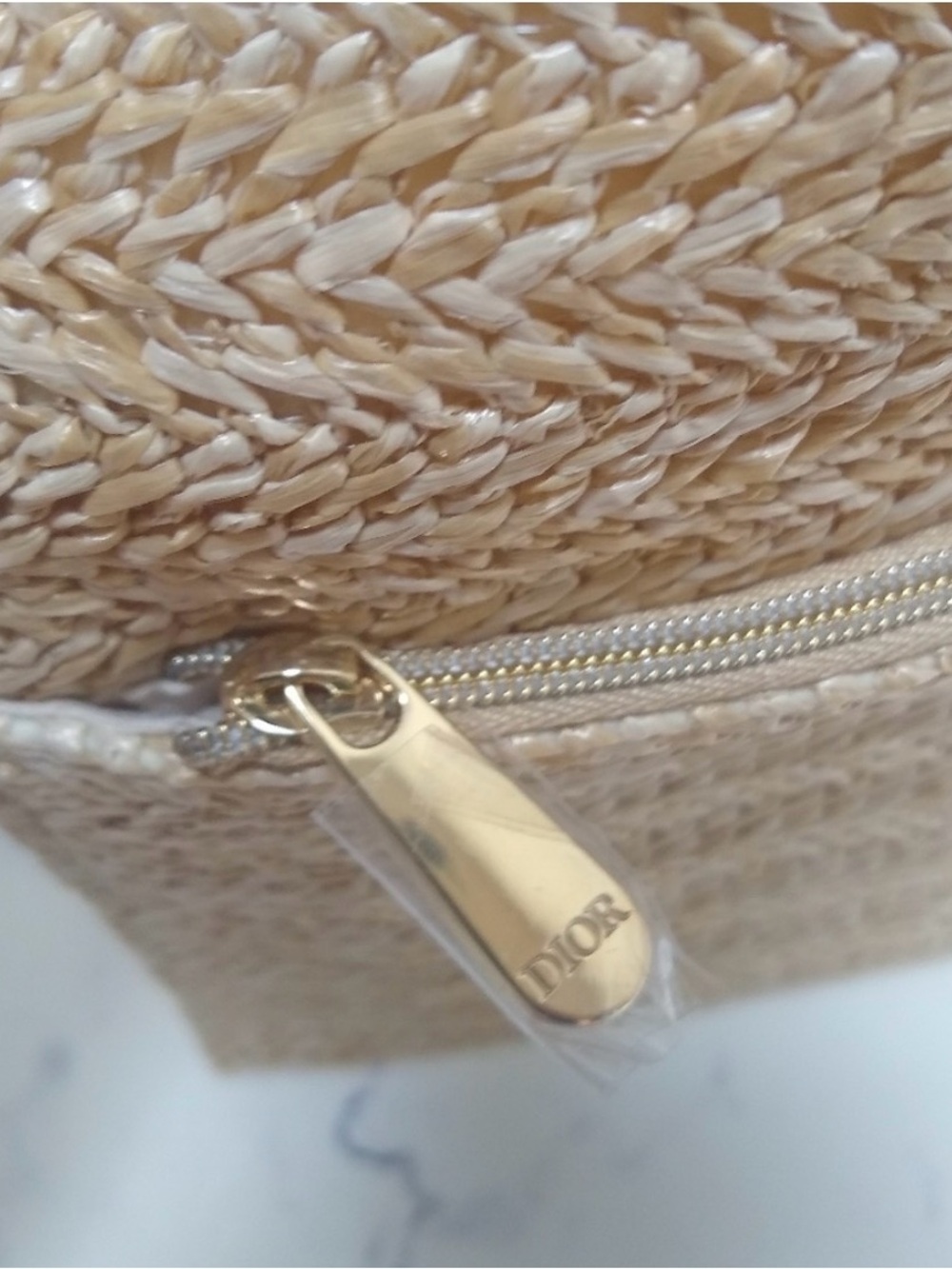 Dior Beige Straw Tote with Gold Chain Accent - Picture 10 of 13
